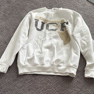 UCF White Crewneck Sweatshirt with Gold Florida Graphic